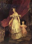 Karl Briullov Portrait of Gaand Duchess Yelena Pavlovna with her daughter oil on canvas
